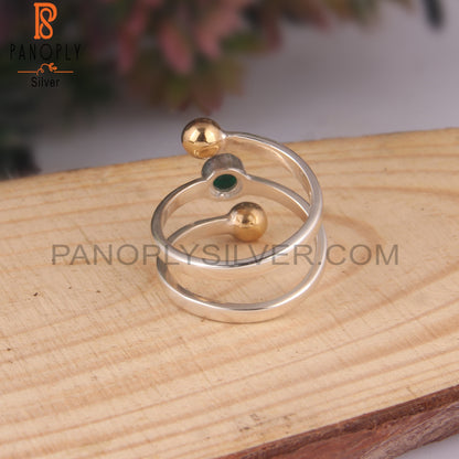 Green Onyx Round Sterling Silver Hypoallergenic Ring