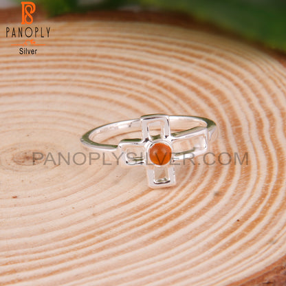 Pretty Carnelian Round Shape 925 Sterling Silver Ring