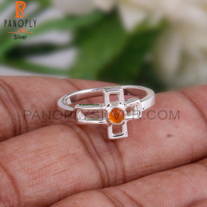 Pretty Carnelian Round Shape 925 Sterling Silver Ring