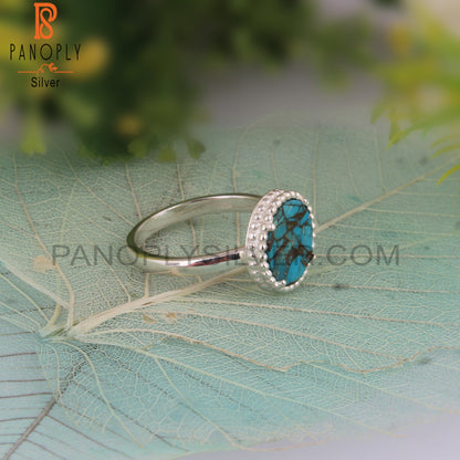 Mojave Copper Turquoise Round Daily Wear 925 Sterling Silver Ring