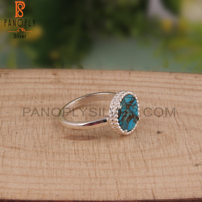 Mojave Copper Turquoise Round Daily Wear 925 Sterling Silver Ring