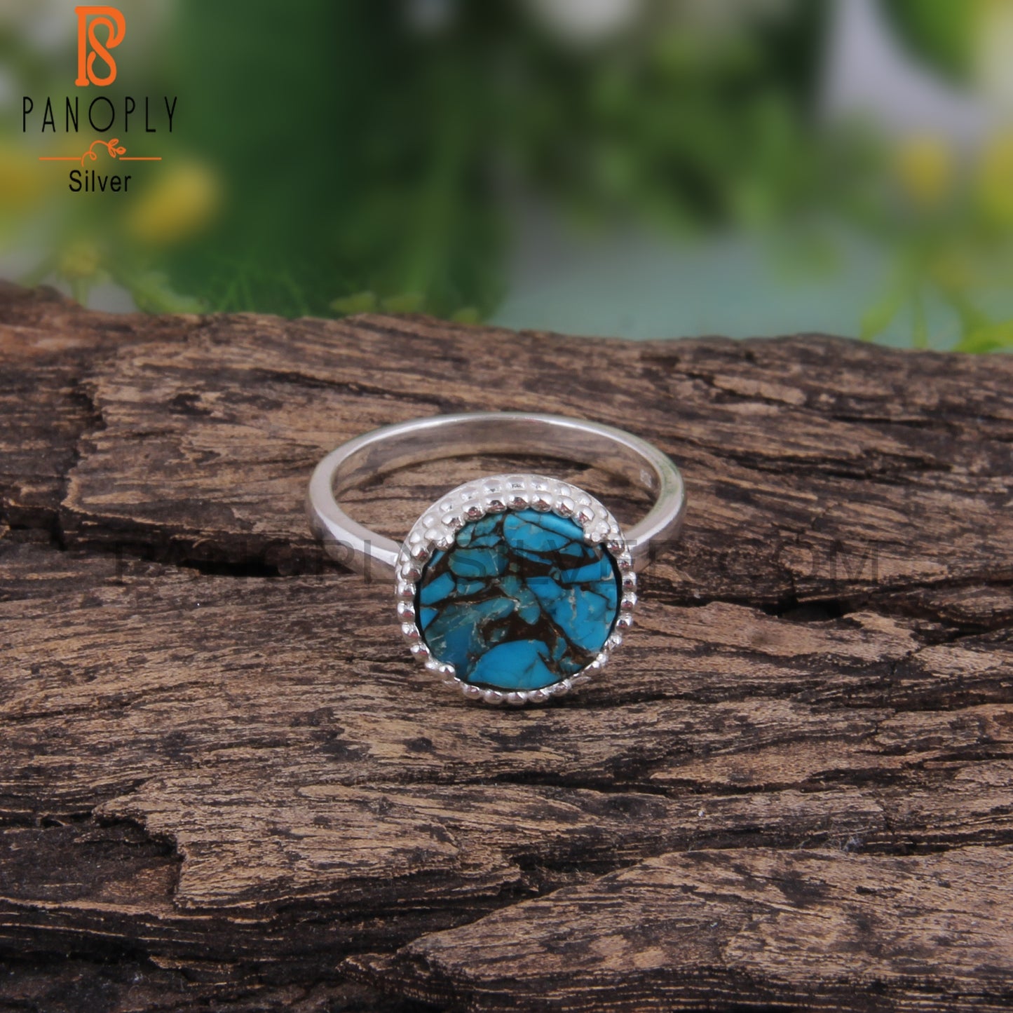 Mojave Copper Turquoise Round Daily Wear 925 Sterling Silver Ring