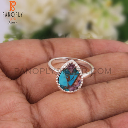 Natural Mojave Purple Oyster Turquoise Pear 925 Stylish Ring