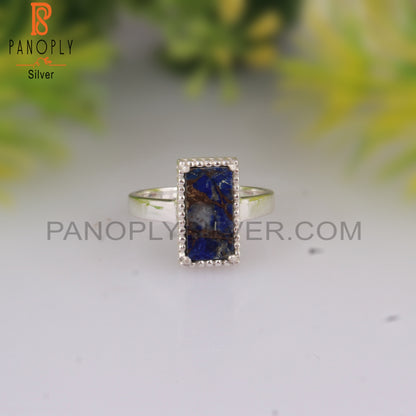 Mojave Lapis Silver Party Wear Ring For Christmas