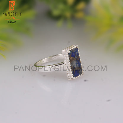 Mojave Lapis Silver Party Wear Ring For Christmas