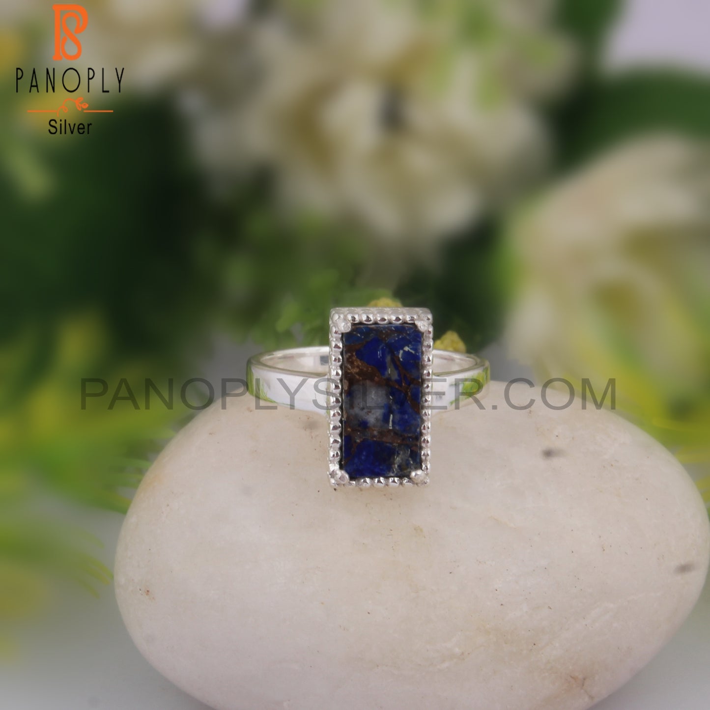 Mojave Lapis Silver Party Wear Ring For Christmas