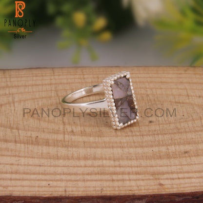 Mojave Copper Pink Opal Turquoise Beguette 925 Silver Ring