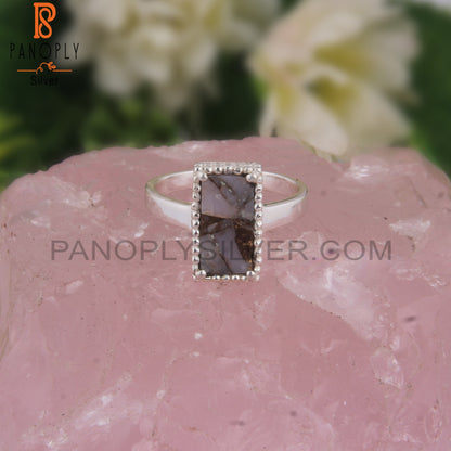 Mojave Copper Pink Opal Turquoise Beguette 925 Silver Ring