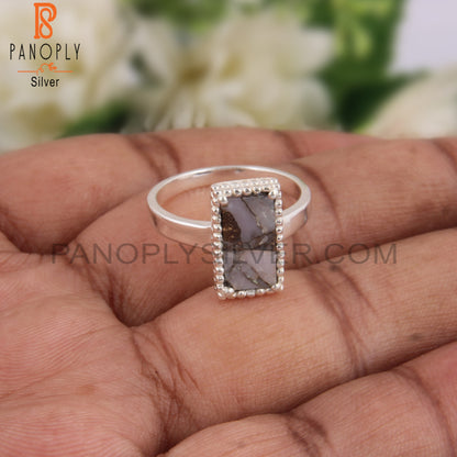 Mojave Copper Pink Opal Turquoise Beguette 925 Silver Ring
