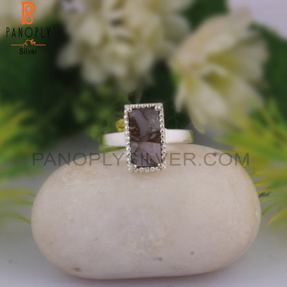 Mojave Copper Pink Opal Turquoise Beguette 925 Silver Ring