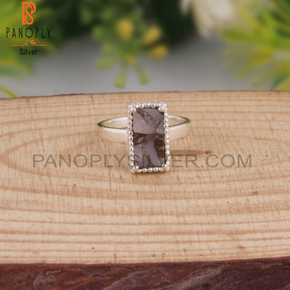 Mojave Copper Pink Opal Turquoise Beguette 925 Silver Ring