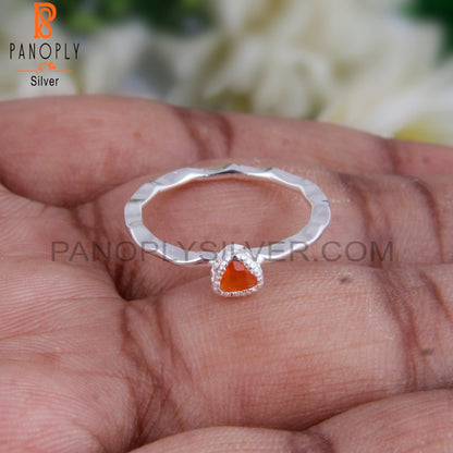 Carnelian Triangular 925 Sterling Silver Ring