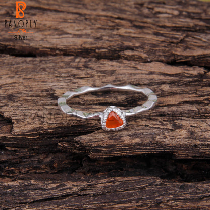 Carnelian Triangular 925 Sterling Silver Ring