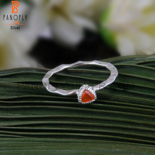 Carnelian Triangular 925 Sterling Silver Ring
