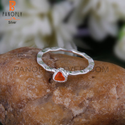 Carnelian Triangular 925 Sterling Silver Ring
