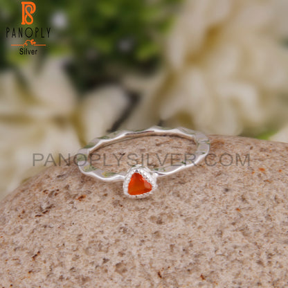 Carnelian Triangular 925 Sterling Silver Ring