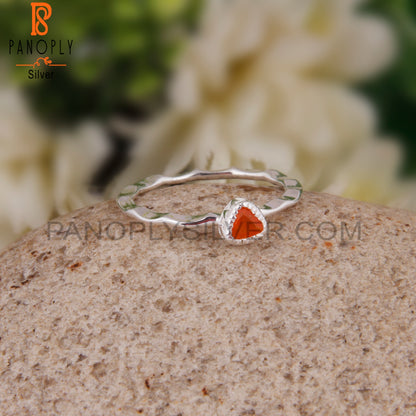 Carnelian Triangular 925 Sterling Silver Ring