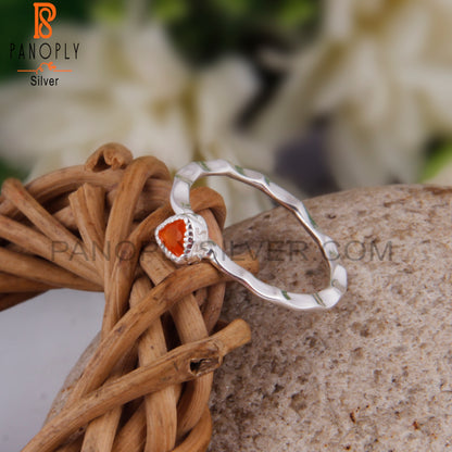 Carnelian Triangular 925 Sterling Silver Ring