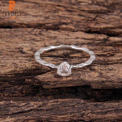 Crystal Quartz Triangular 925 Sterling Silver Ring