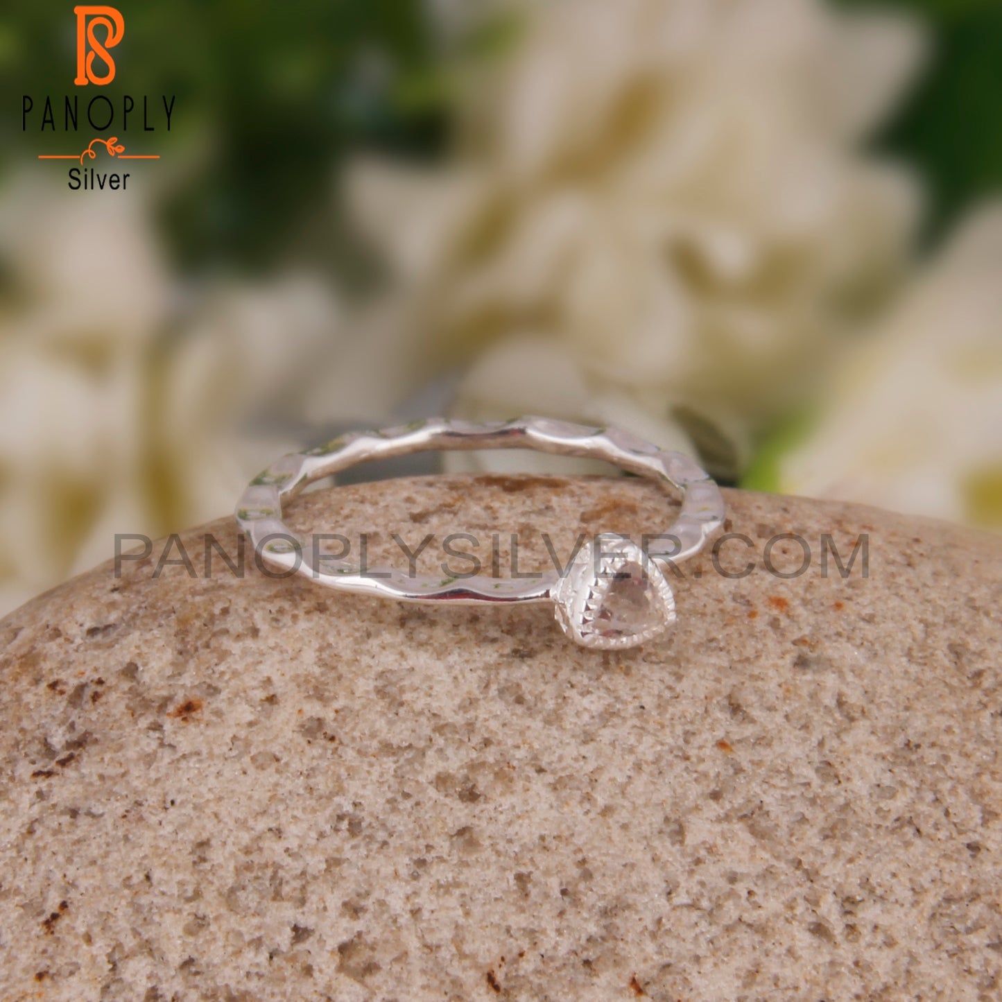 Crystal Quartz Triangular 925 Sterling Silver Ring