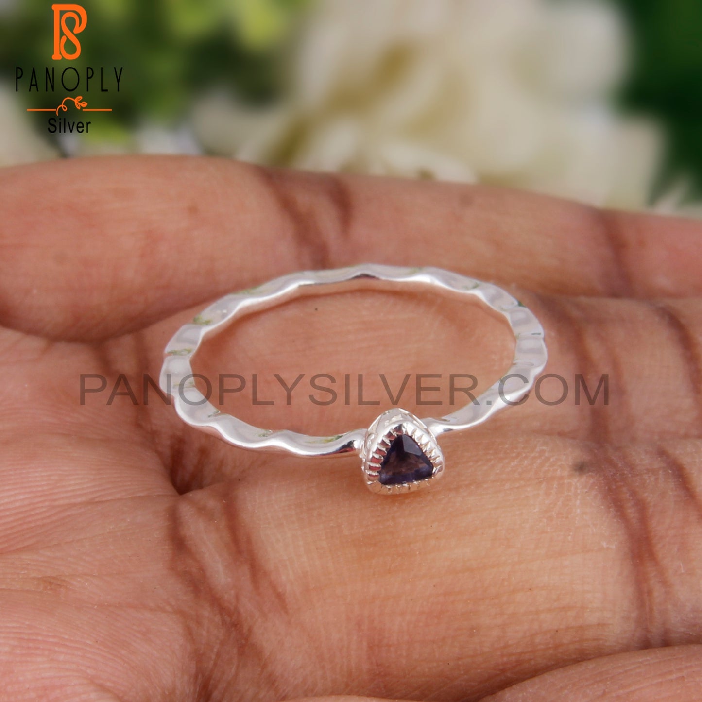 Iolite Triangular Shape 925 Sterling Silver Ring