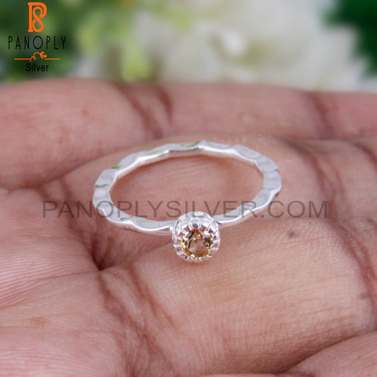 Pretty Rare Citrine Round 925 Silver Party Wear Ring