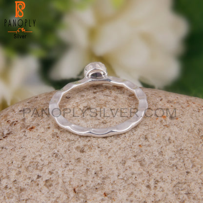 Iolite Round 925 Silver Hand hammered Ring