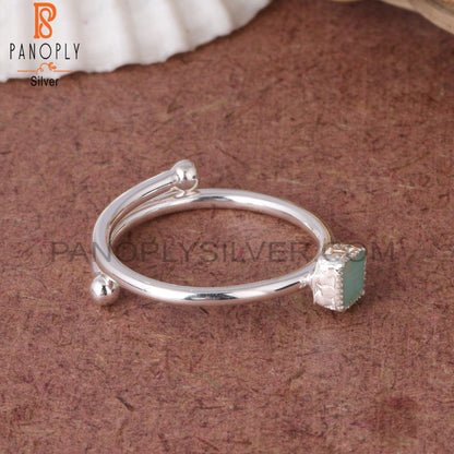 Amazonite Square Shape 925 Brithstone Ajustable Ring