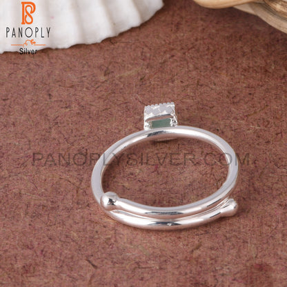 Amazonite Square Shape 925 Brithstone Ajustable Ring