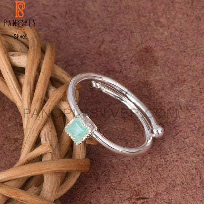 Amazonite Square Shape 925 Brithstone Ajustable Ring