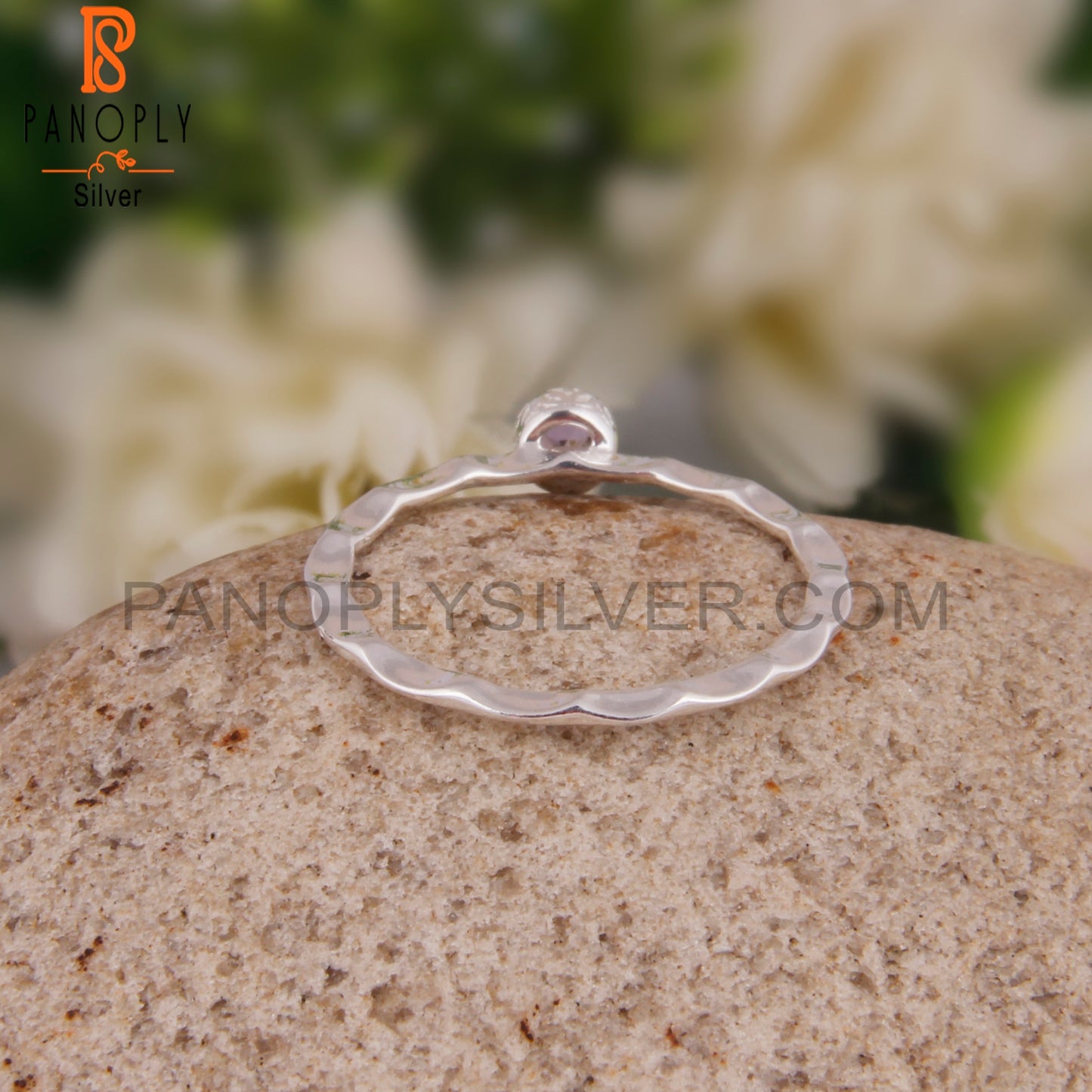 Pink Amethyst Gemstone Round 925 Silver Engagement Ring