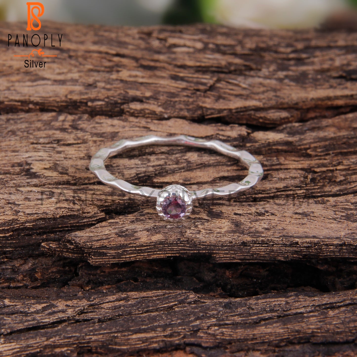 Pink Amethyst Gemstone Round 925 Silver Engagement Ring