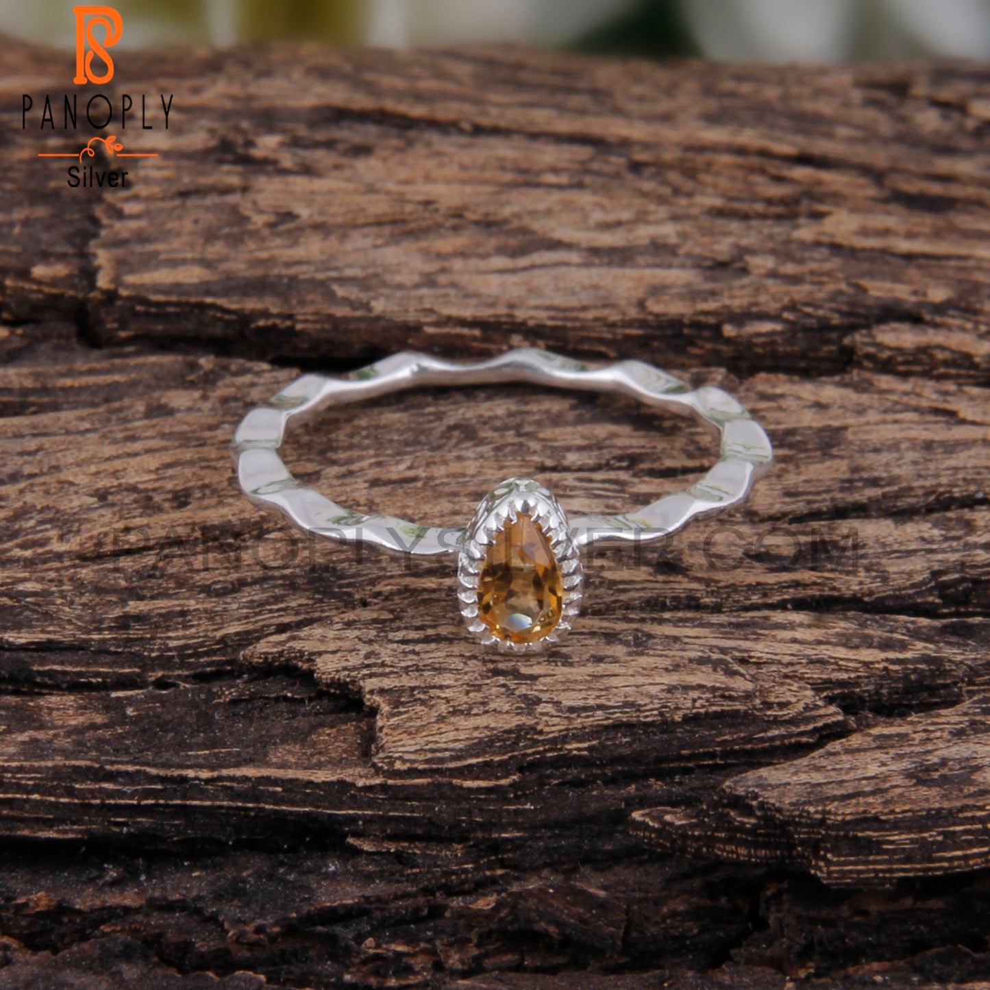 Citrine Pear Shape Daily Wear 925 Sterling Silver Ring