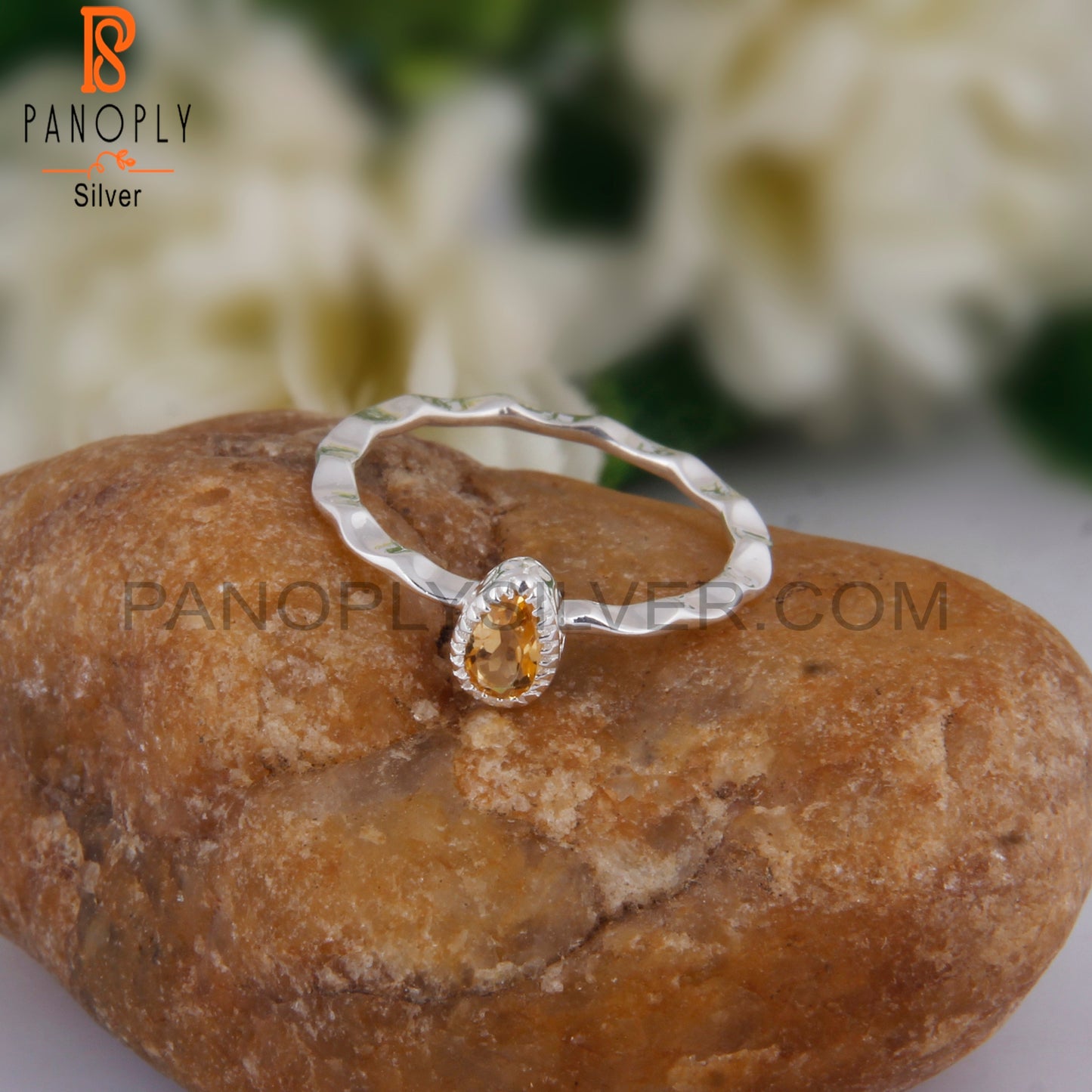 Citrine Pear Shape Daily Wear 925 Sterling Silver Ring