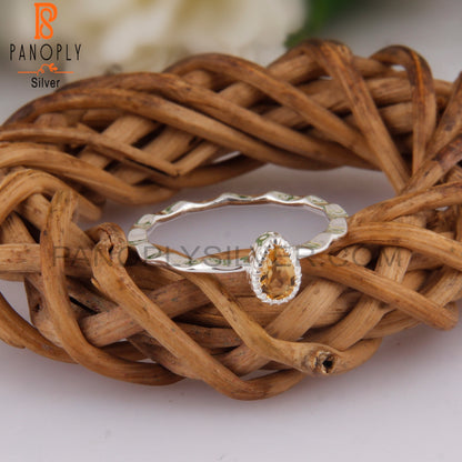 Citrine Pear Shape Daily Wear 925 Sterling Silver Ring