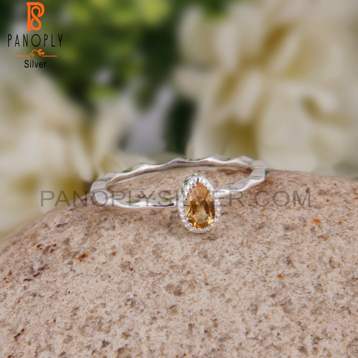 Citrine Pear Shape Daily Wear 925 Sterling Silver Ring