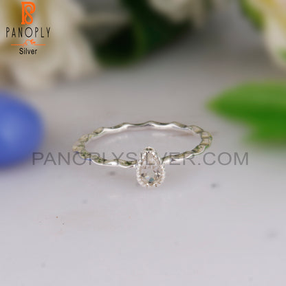 Crystal Quartz Party Wear Pear Shape 925 Sterling Silver Ring