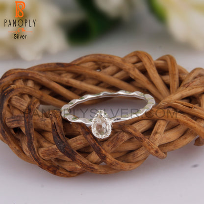 Crystal Quartz Party Wear Pear Shape 925 Sterling Silver Ring