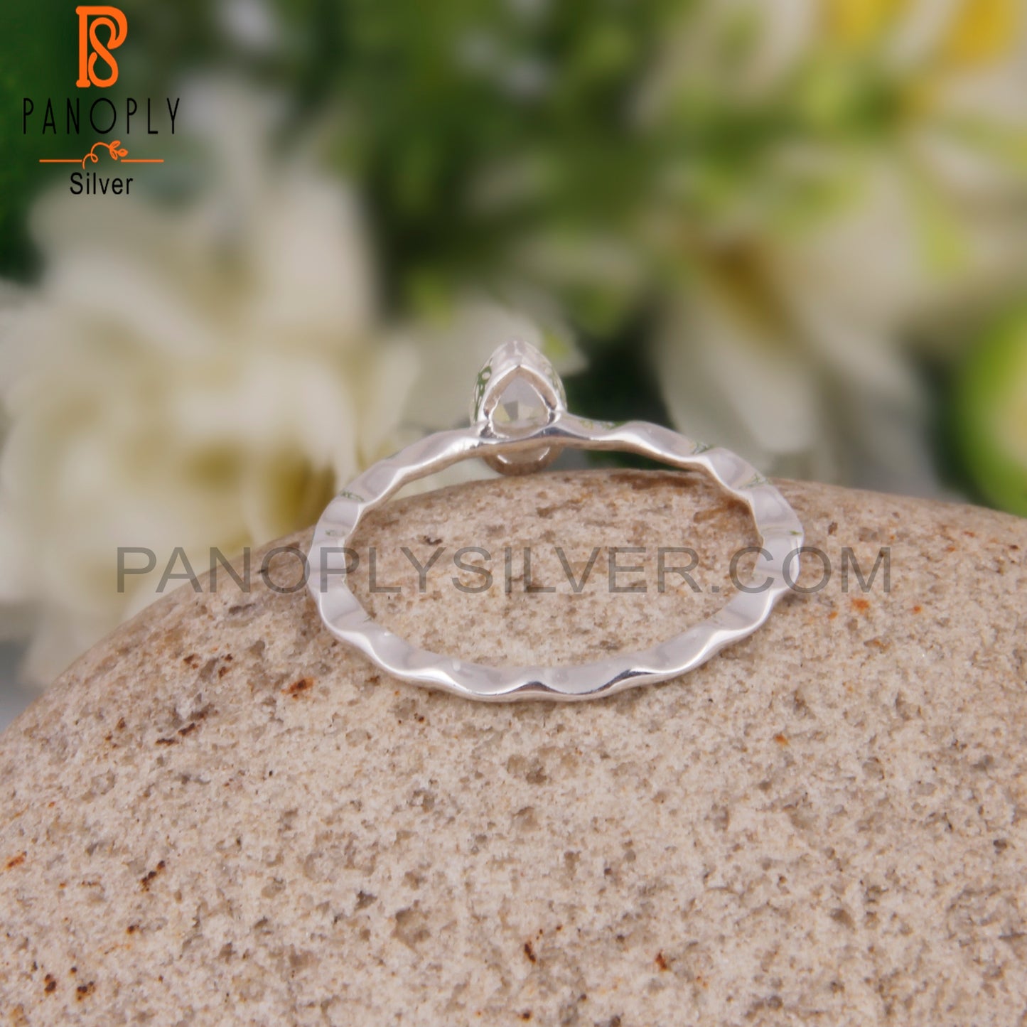 Crystal Quartz Party Wear Pear Shape 925 Sterling Silver Ring