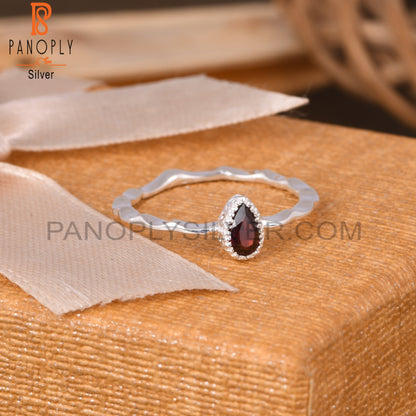 Garnet Pear Shape 925 Sterling Silver Beautiful Girl Ring