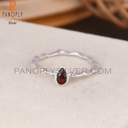 Garnet Pear Shape 925 Sterling Silver Beautiful Girl Ring