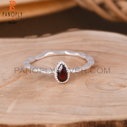 Garnet Pear Shape 925 Sterling Silver Beautiful Girl Ring