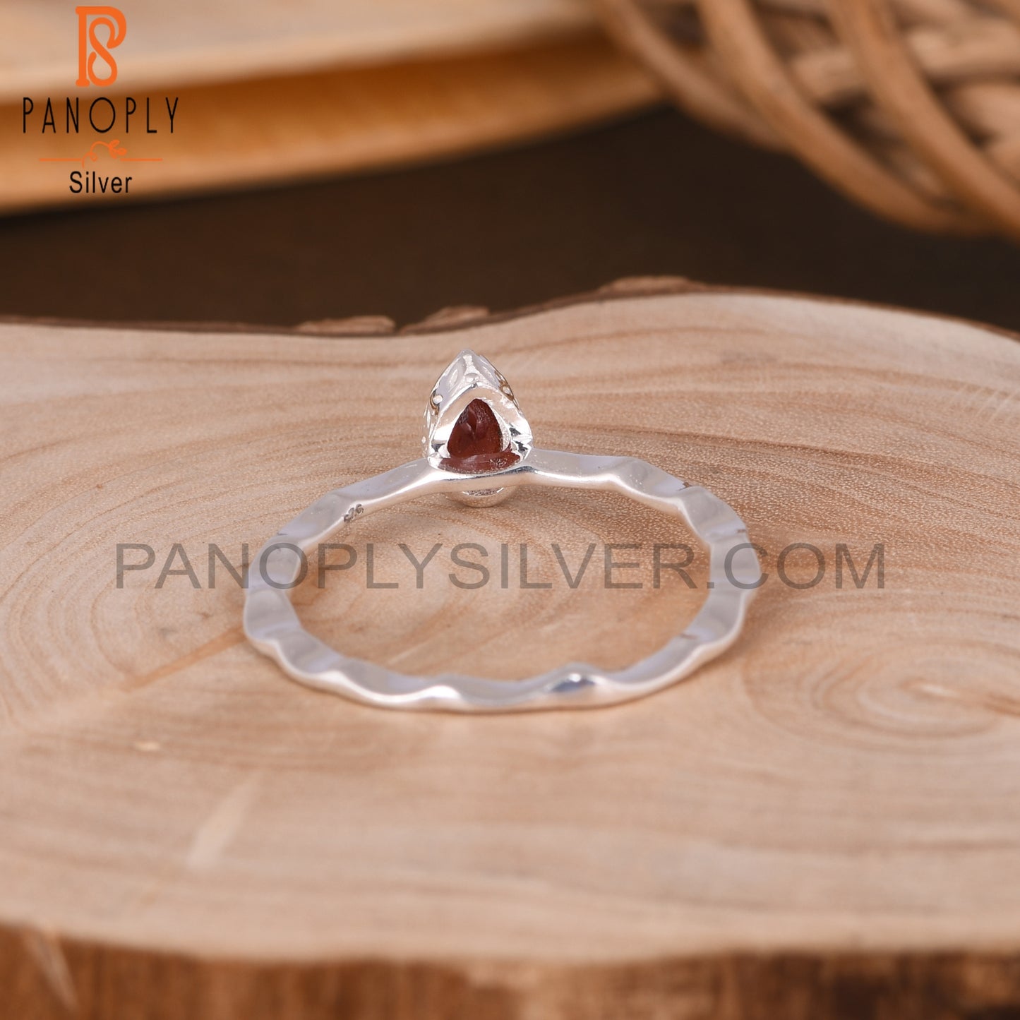 Garnet Pear Shape 925 Sterling Silver Beautiful Girl Ring