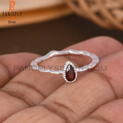 Garnet Pear Shape 925 Sterling Silver Beautiful Girl Ring