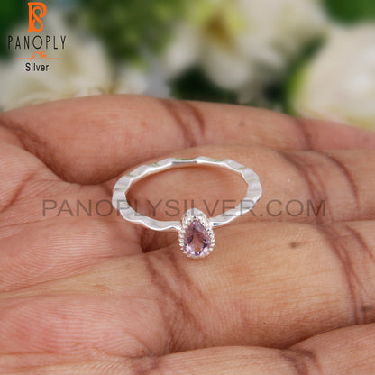 Pink Amethyst Pear Shape 925 Sterling Silver Ring For Women