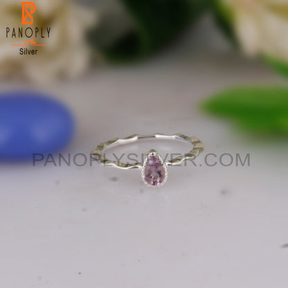 Pink Amethyst Pear Shape 925 Sterling Silver Ring For Women