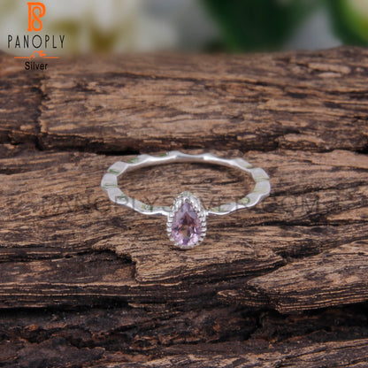 Pink Amethyst Pear Shape 925 Sterling Silver Ring For Women