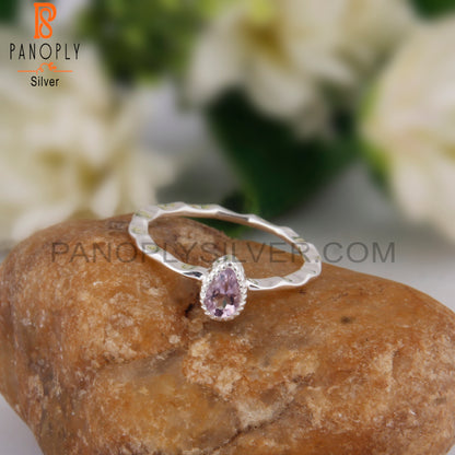 Pink Amethyst Pear Shape 925 Sterling Silver Ring For Women