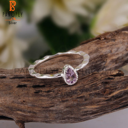 Pink Amethyst Pear Shape 925 Sterling Silver Ring For Women