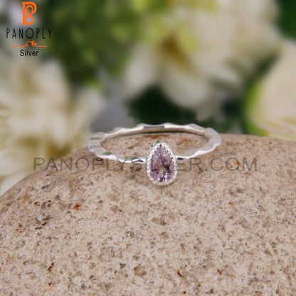 Pink Amethyst Pear Shape 925 Sterling Silver Ring For Women